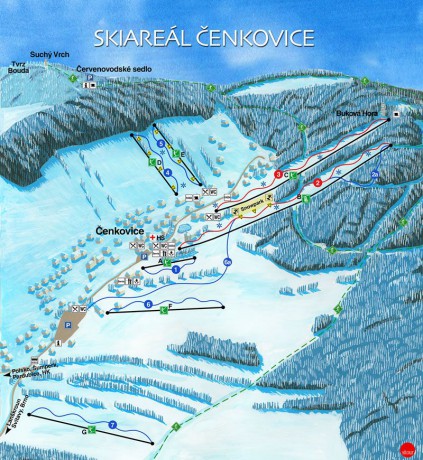 mapa - ski areal Čenkovice